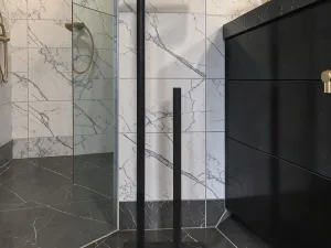 RollCaddy Free Standing Toilet Paper Holder, SUS304 Stainless Steel with Weighted Marble Base, Black