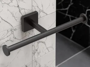 RollCaddy Triva Double-Post Toilet Paper Holder, Matte Black, Wall-Mounted
