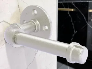 RollCaddy Industrial Pipe Toilet Tissue Holder, Satin Nickel European Style Wall Mount