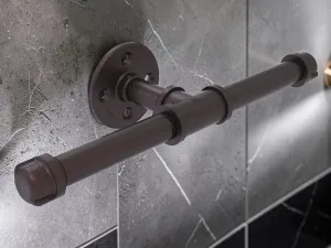 RollCaddy Double Roll Toilet Paper Holder, Industrial Pipe Design, Antique Bronze