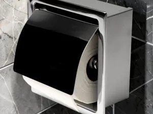 RollCaddy Recessed Toilet Paper Holder, Polished Stainless Steel, Wall-Mounted Design