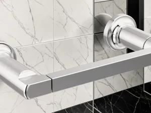 RollCaddy Tetra Toilet Paper Holder, Pivoting Arm Wall Mount, Polished Chrome