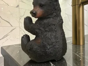 RollCaddy Bear Toilet Paper Holder, Resin Wall-Mounted Figurine, Standard Size