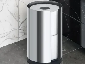 RollCaddy Spare Toilet Paper Roll Holder, Polished Stainless Steel, Holds 2 Rolls