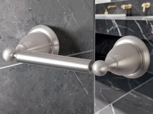 RollCaddy Toilet Paper Holder, Brushed Nickel Brass Wall Mount, 11''L x 3.5''W x 2.5''H