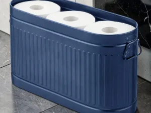 RollCaddy Large Steel Free Standing Toilet Paper Organizer, Brushed Stainless Steel Storage Bin, 18 x 6 x 9.5 Inches