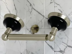 RollCaddy Toilet Paper Holder, Brushed Nickel Finish, Brass and Ceramic Construction