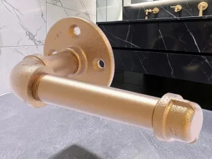 RollCaddy European Style Toilet Tissue Holder, Industrial Pipe Design, Brushed Bronze