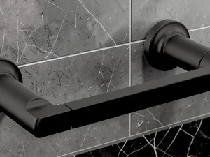 RollCaddy Tetra Pivoting Toilet Paper Holder, Matte Black Wall-Mount Bath Accessory