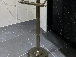 RollCaddy Georgian Freestanding Toilet Paper Holder, Black Stainless Steel, 21-1/2 Inch Height